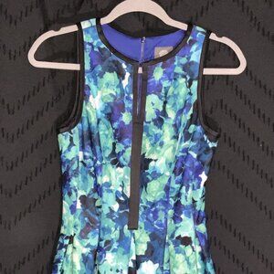 Vince Camuto Blue Teal Floral Fit & Flare Dress - Size 2